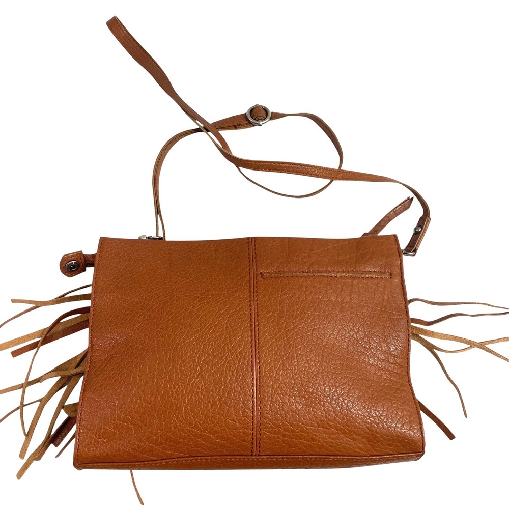 The SAK leather fringe crossbody shoulder purse Cognac brown boho western studs - Picture 3 of 10